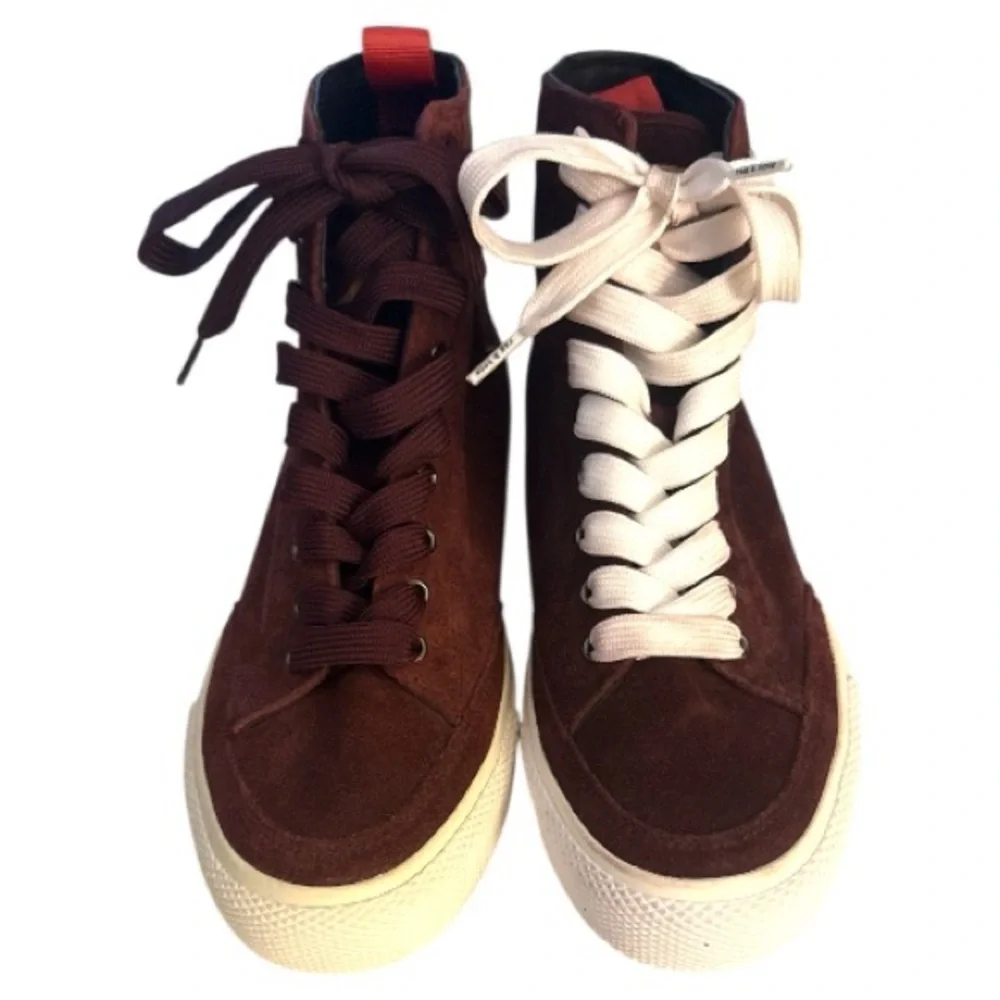 Rag & Bone RB High Top Suede Sneakers - Merlot - Picture 3 of 14
